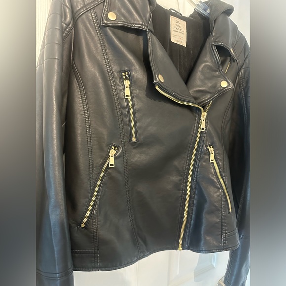 FREE PEOPLE Harriett Hooded Faux Leather Moto Jacket - Picture 9 of 12